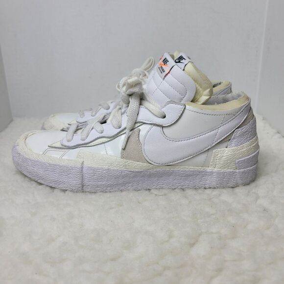 Nike Blazer × Sacai Men's Sneaker Size 10 Low Top Patent Leather DM6443-100 Shoe - Picture 3 of 11